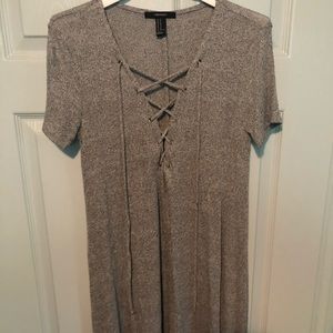 Grey lace up casual dress
